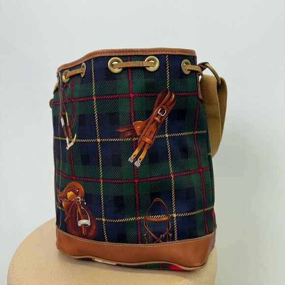 Accessories Unlimited Maine Vintage Plaid Equestrian Printed Canvas Leather Trim - Picture 10 of 16